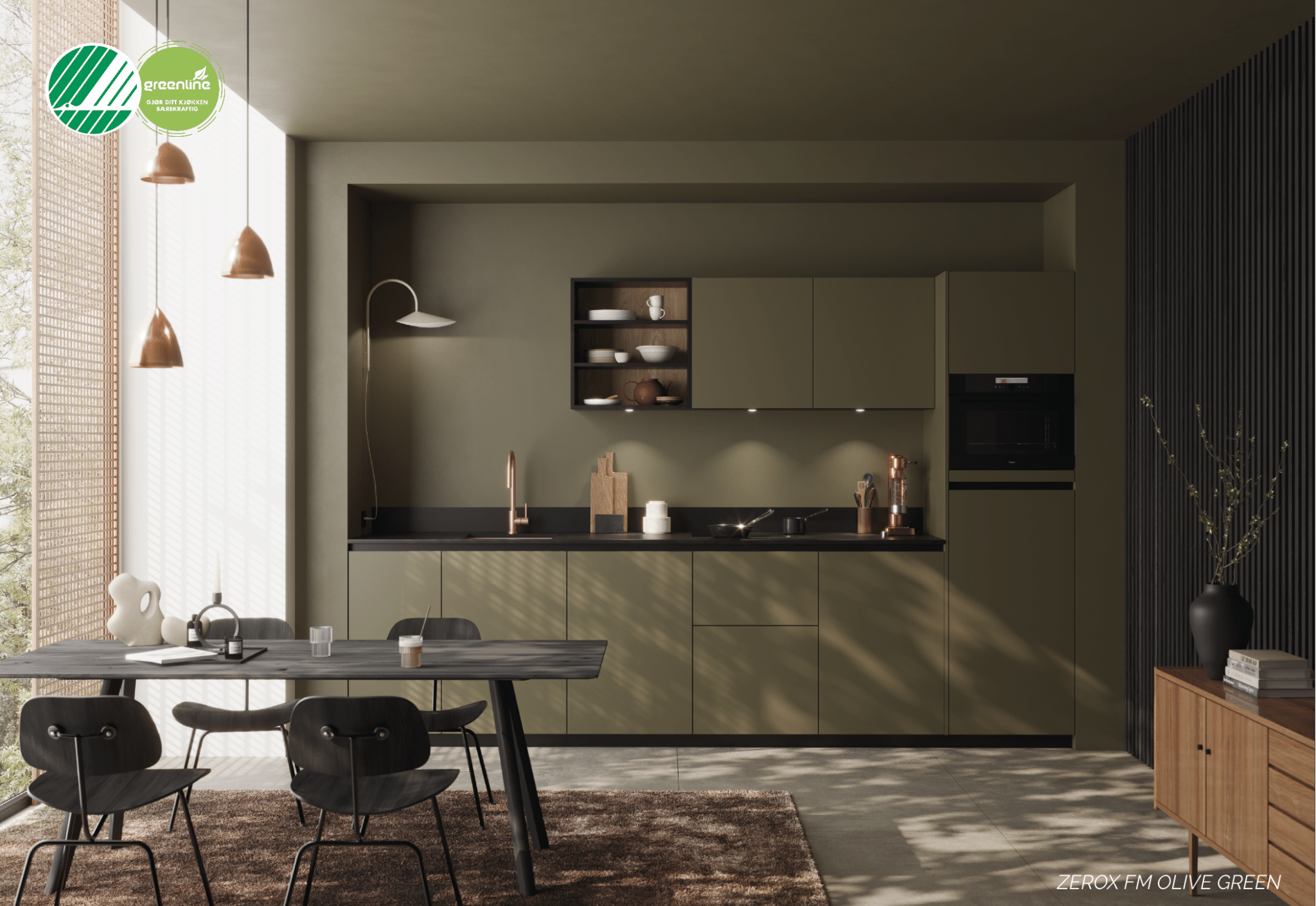Berekraftig kjøkken Zerox FM Olive Green