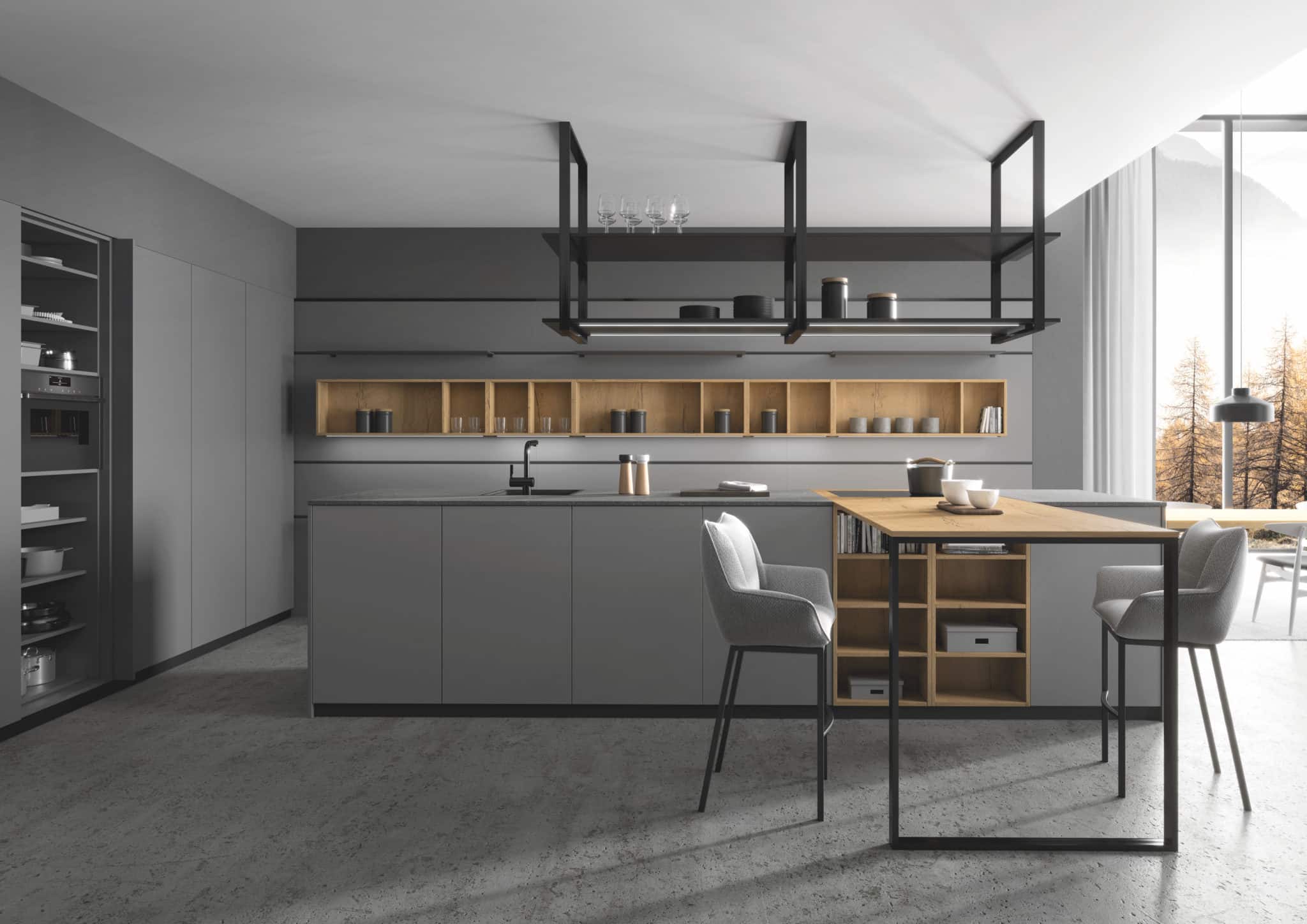moderne køkken i smuk grå farve